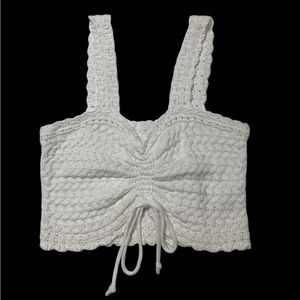 Hollister Crochet Crop Top in White With Adjustable String size S